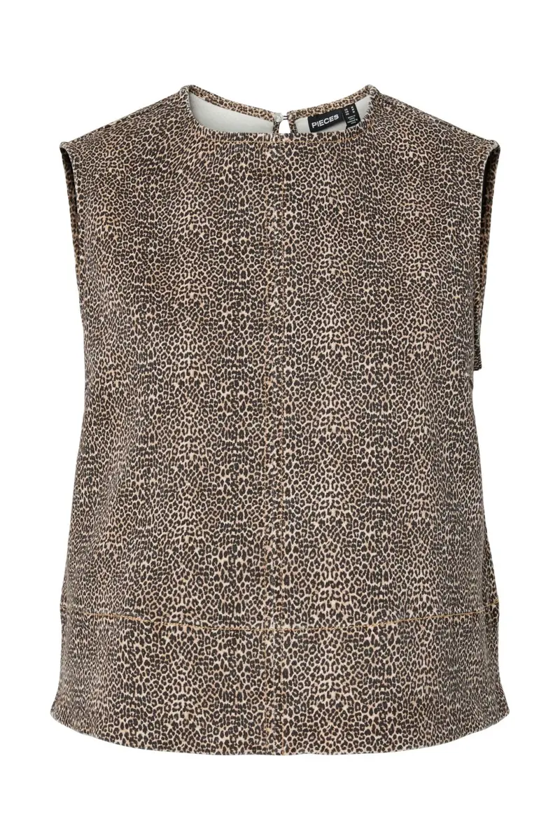 Pieces - Pcsalume Sl Denim Top - 4977995 Rawhide Mini Leo