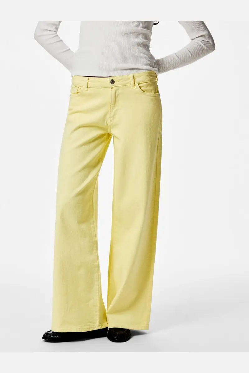 Pieces - Pcselma Lw Wide Colored Jeans - 4985324 French Vanilla