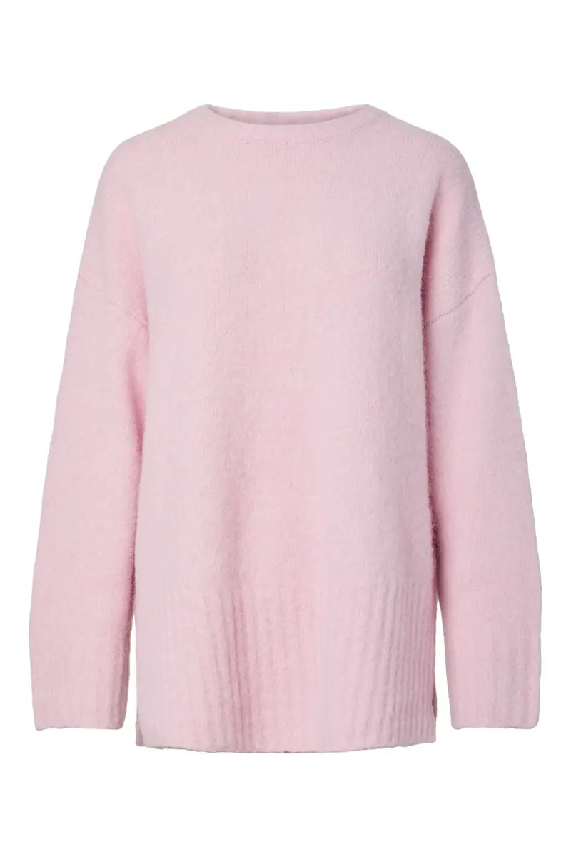 Pieces - Pctina Ls O-Neck Knit - 5087566 Roseate Spoonbill Melange