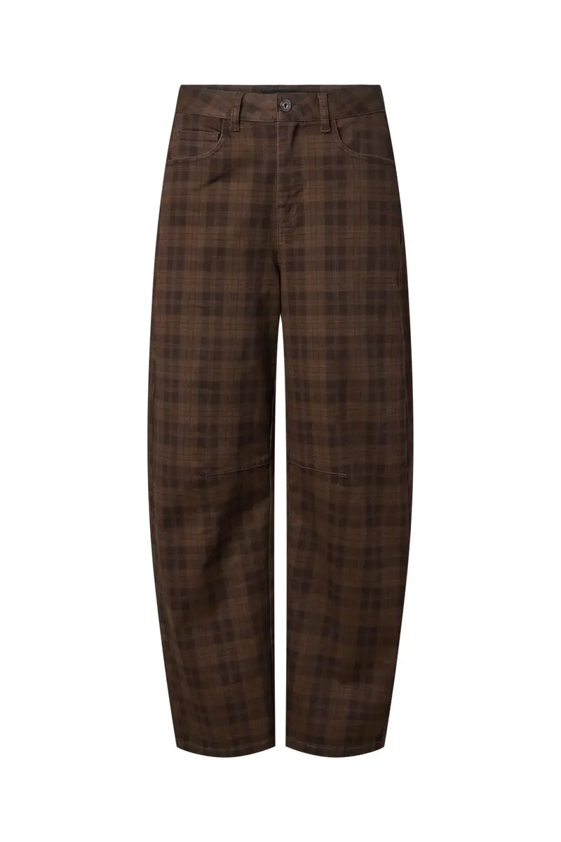 Pieces - Pcvera Barrel Check Jeans - 5176036 Mulch Fondue Fudge & Mole Check
