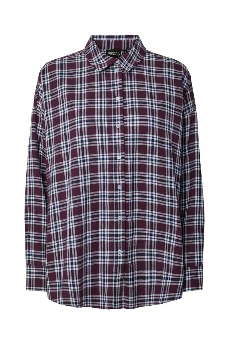 Pieces - Pcviolet Ls Flannel Shirt - 5126244 Plum Perfect Maritime Blue