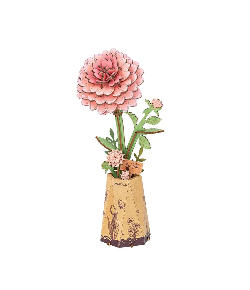 Pink Dahlia 3D-puslespil 93 brikker fra Robotime