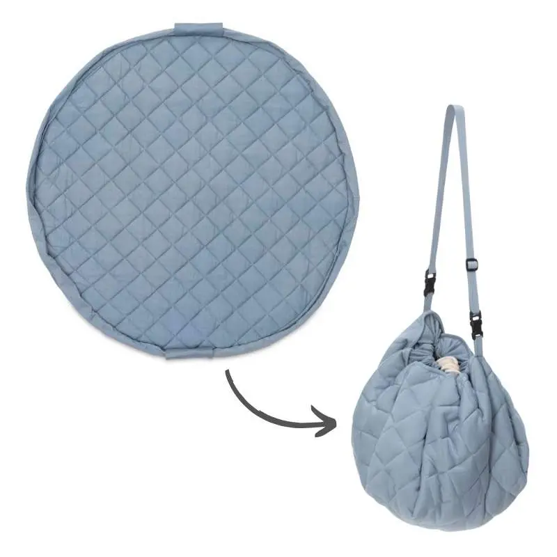 Play & Go Soft Organic - 2-i-1 Opbevaringstæppe/Legetæppe - Dusty Blue