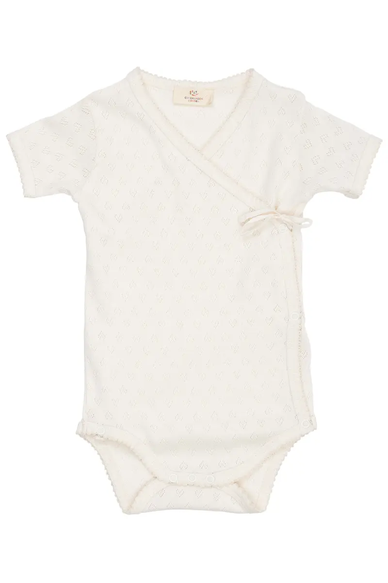 Pointelle Cross Over Body SS - Cream