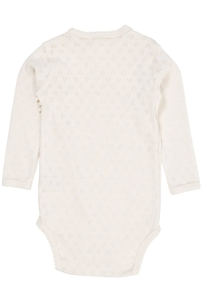 Pointelle Heart Crossover Body LS - Cream