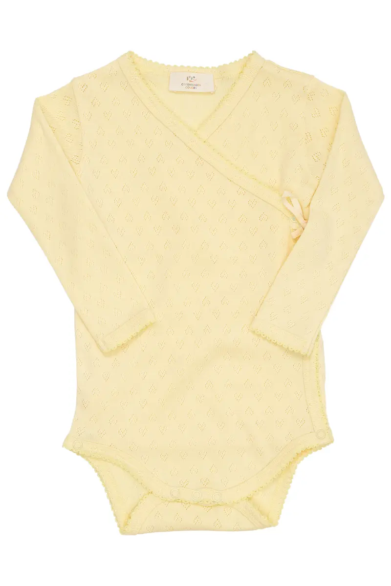 Pointelle Heart Crossover Body LS - Pale Yellow