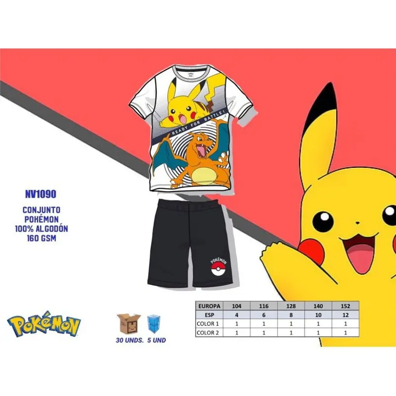 Pokemon sommersæt med pikachu / Charmander.