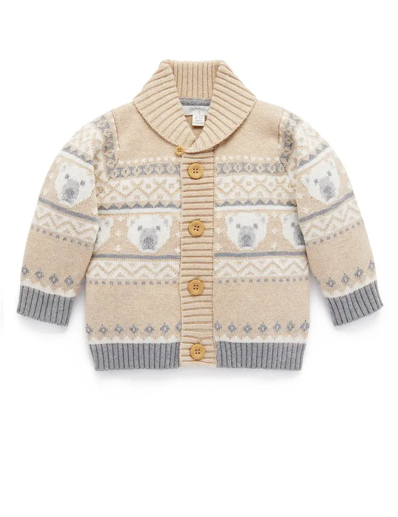 Polar Bear Cardigan - Polar Bear Jacquard