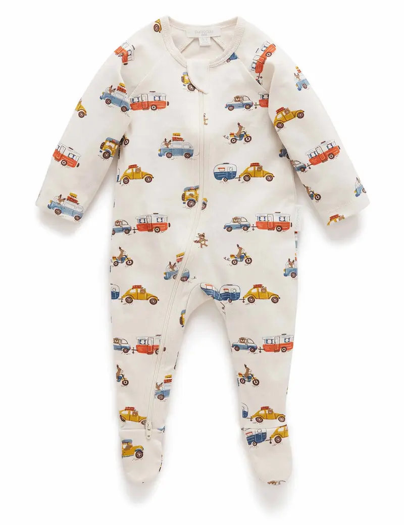 Printet Zip Growsuit - Road Trip Print