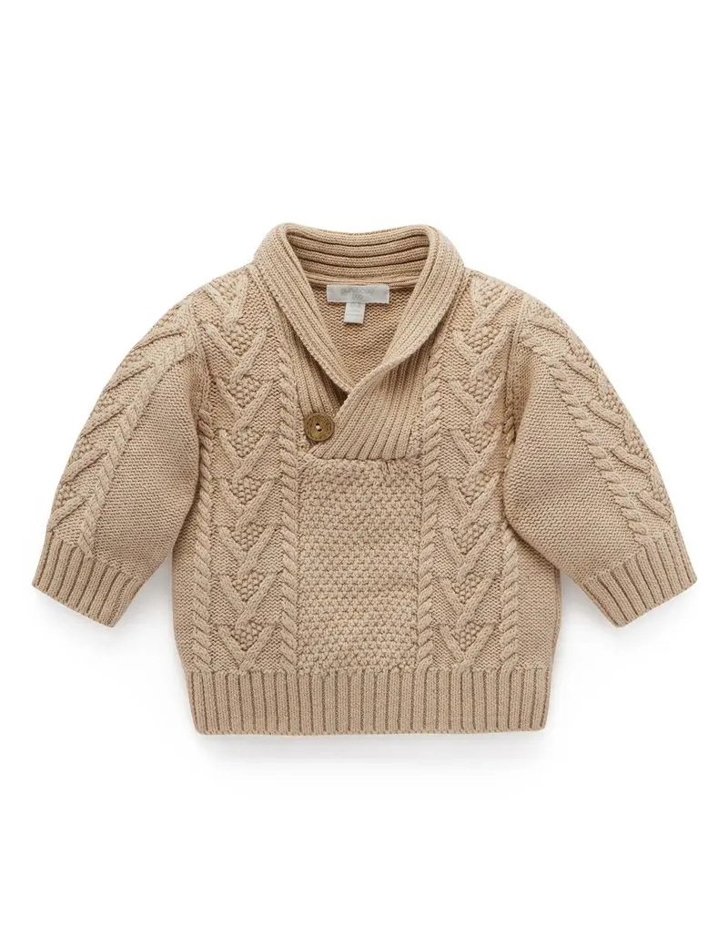 Purebaby Cable Jumper - Camel Melange