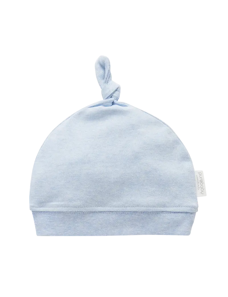 Purebaby Knot Hat - Pale Blue Melange