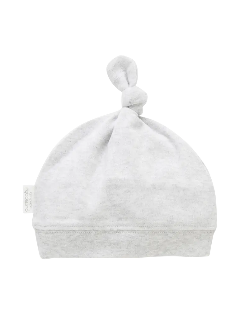 Purebaby Knot Hat - Pale Grey Melange
