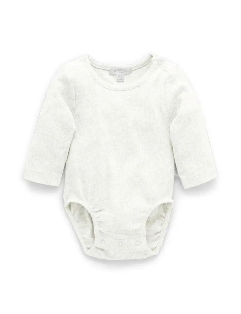 Purebaby Long Sleeve Ribbed Bodysuit - Vanilla