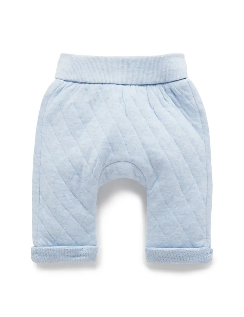 Purebaby Quilted Pant - Soft Blue Melange