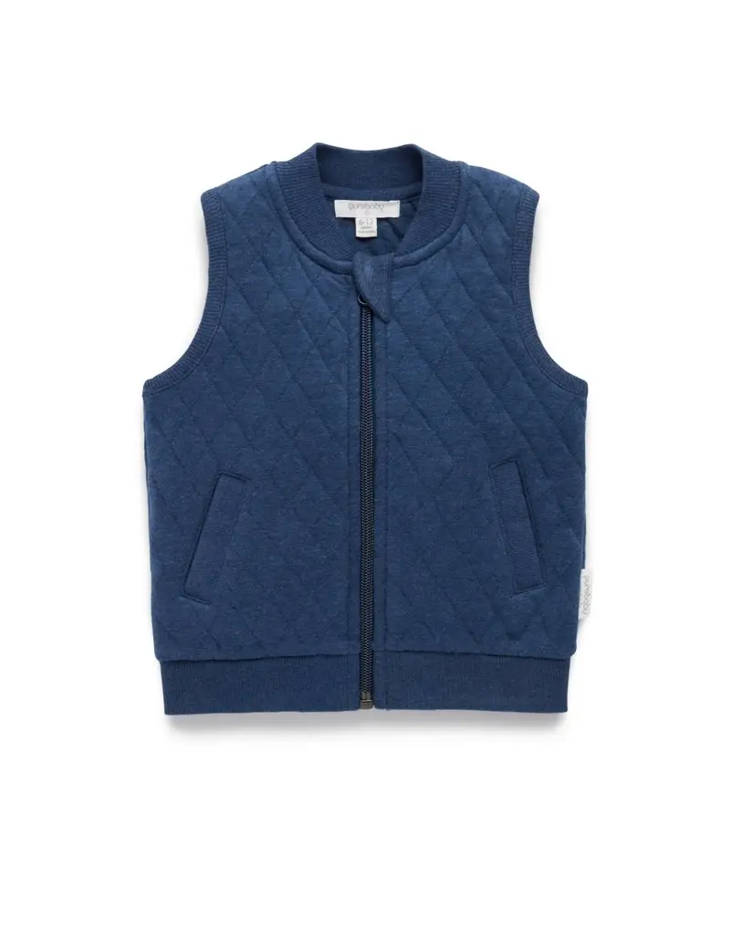 Purebaby Quilted Vest - Captain Melange