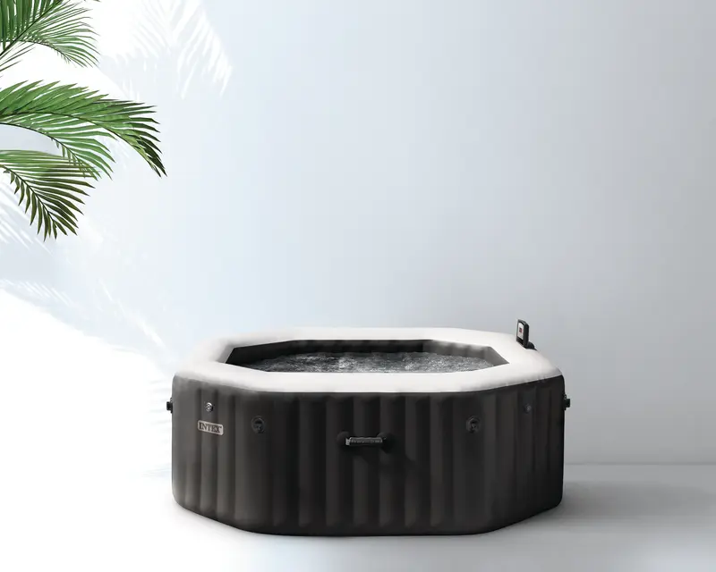 PureSpa Jet & Bubble Deluxe sæt, onyx sort ottekantet, 1098 l, 211x211x71 cm