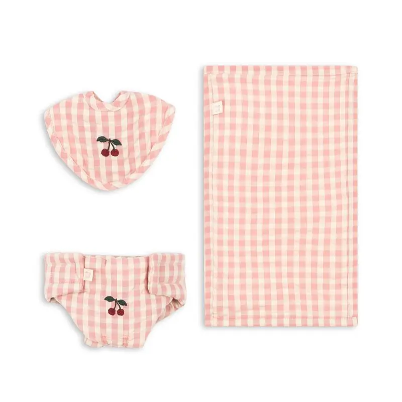 Puslesæt til dukker, Powder pink check