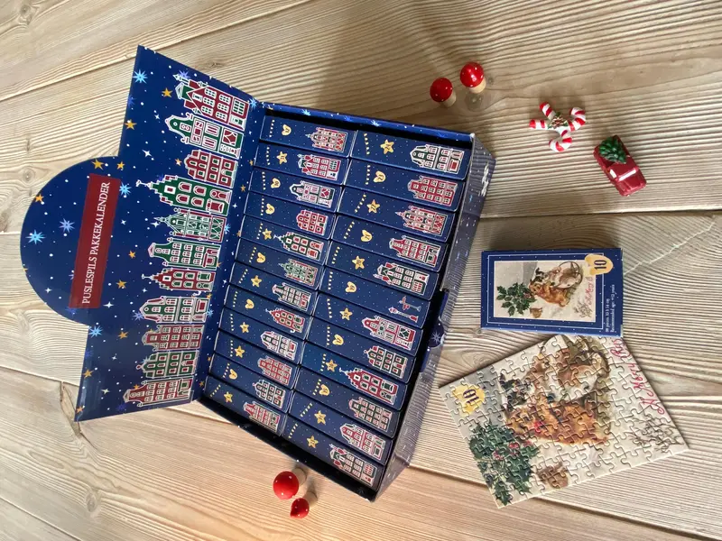 Puslespilskalender med 24 Retro MiniPuslespil fra Penny Puzzle - FRI FRAGT