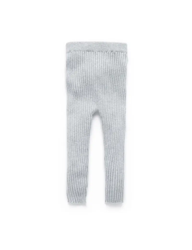 Rib Knit Leggings - Grey Melange