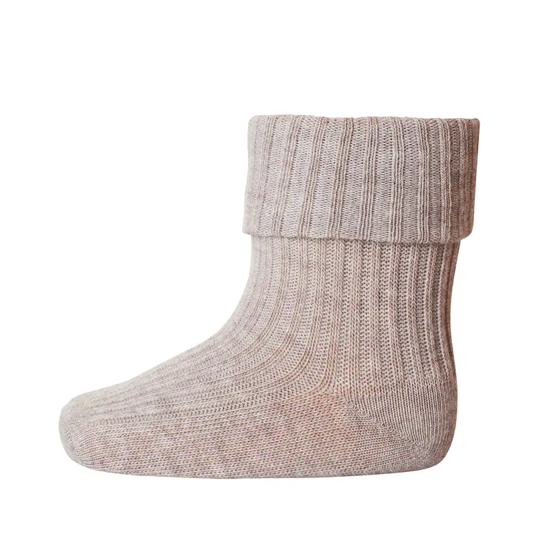 Ribsok, bomuld, light brown melange