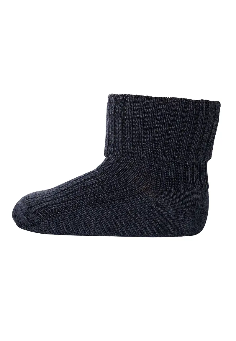 Ribsok, uld, dark denim melange