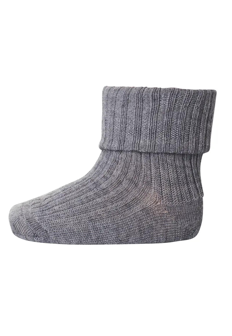 Ribsok, uld, grey melange