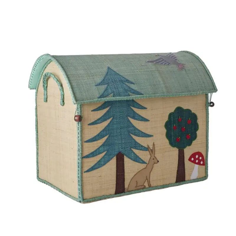 RICE Raffia Opbevaringshus - Happy Forest - Mellem