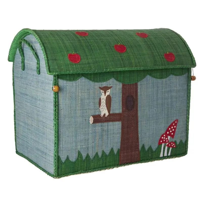 RICE Raffia Opbevaringshus - Happy Forest - Stor