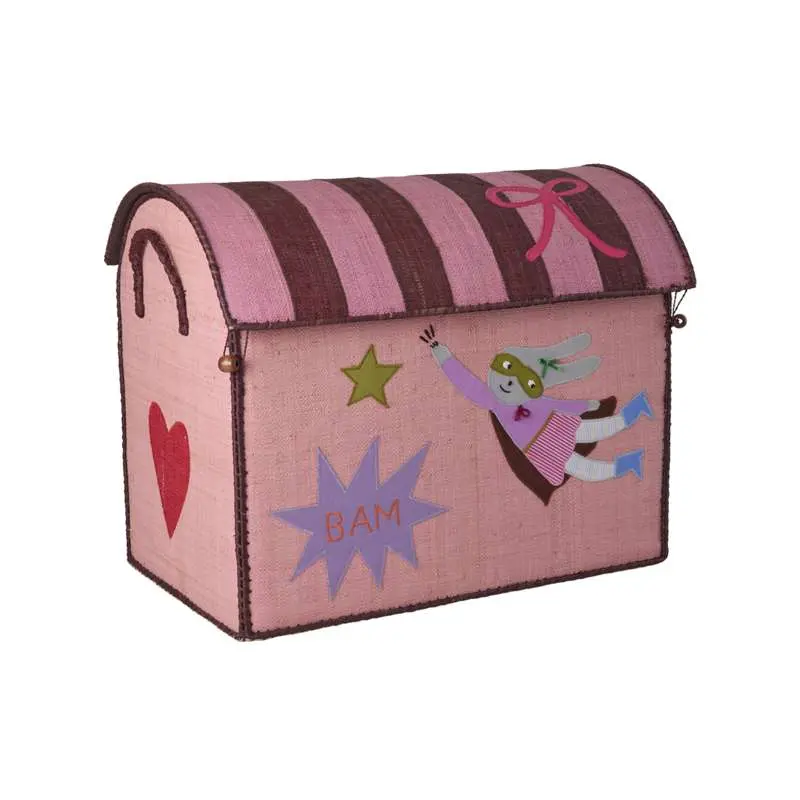 RICE Raffia Opbevaringshus - Hero - Pink - Stor