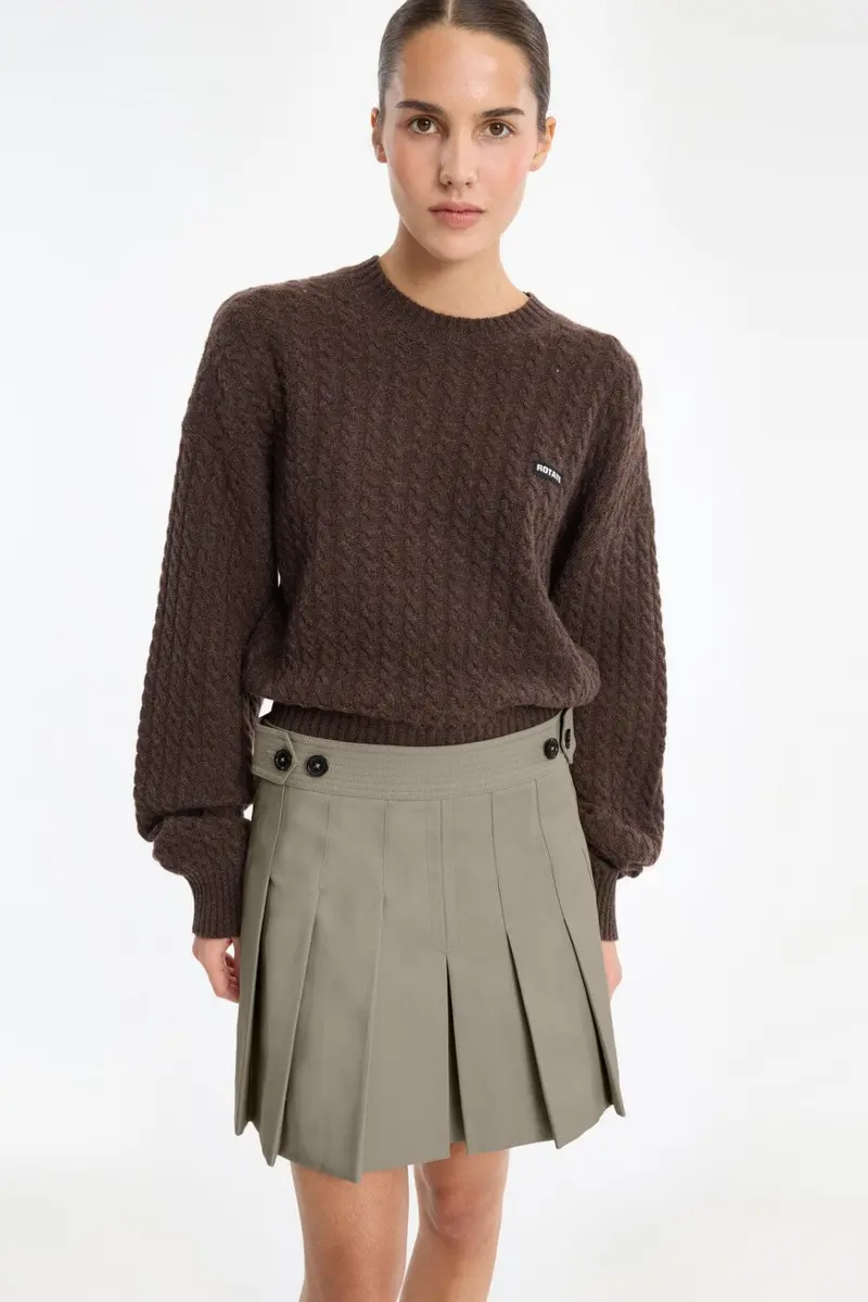Rotate - Cable Crewneck Sweater 1164372037 - 2037 Potting Soil