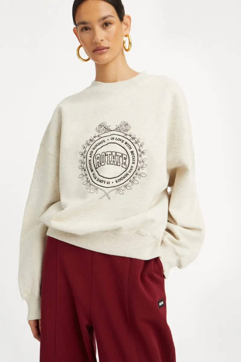 Rotate - Heavy Sweat Crewneck1143813070 - White Melange