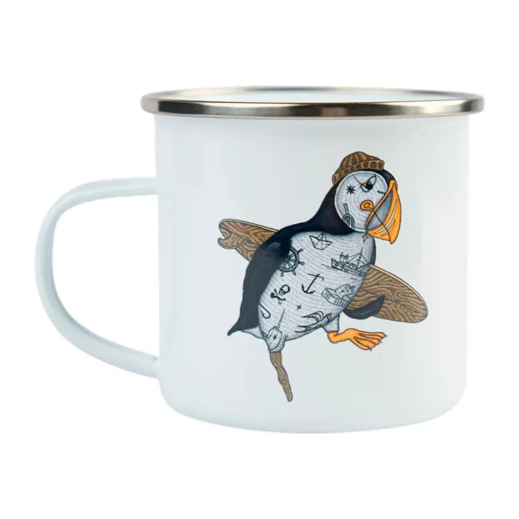 Sea Parrot Surfer Enamel Mug | Kop | Jern