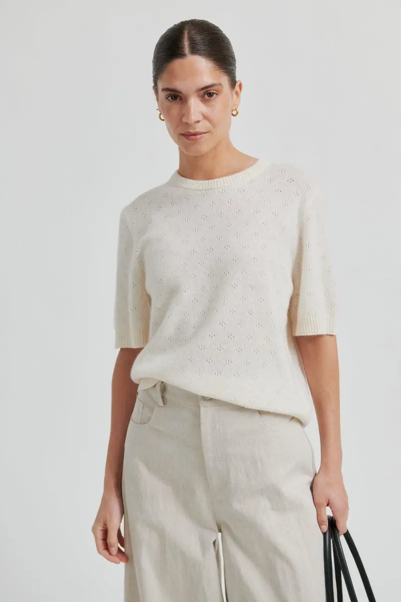Second Female - Amala Knit SS O-Neck 60583 - 0508 Tofu