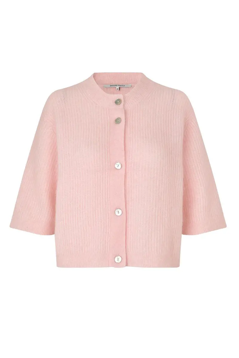 Second Female - Andrea Knit Rib Cardigan 58367 - 9413 Crystal Pink
