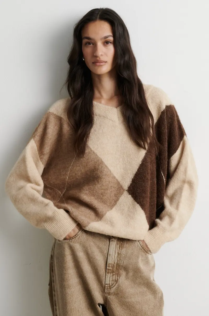 Second Female - Forca Knit V-Neck 61034 - 1041 Beige Melange