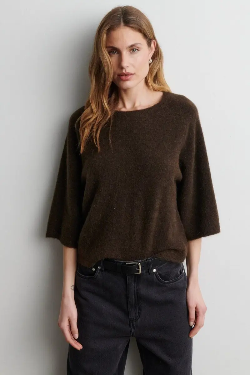 Second Female - Gabby Knit SS O-Neck 61066 - 6156 Demitasse