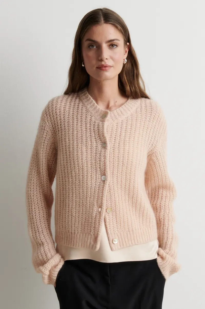 Second Female - Glora LS Knit Cardigan 61298 - 3077 Cream Tan