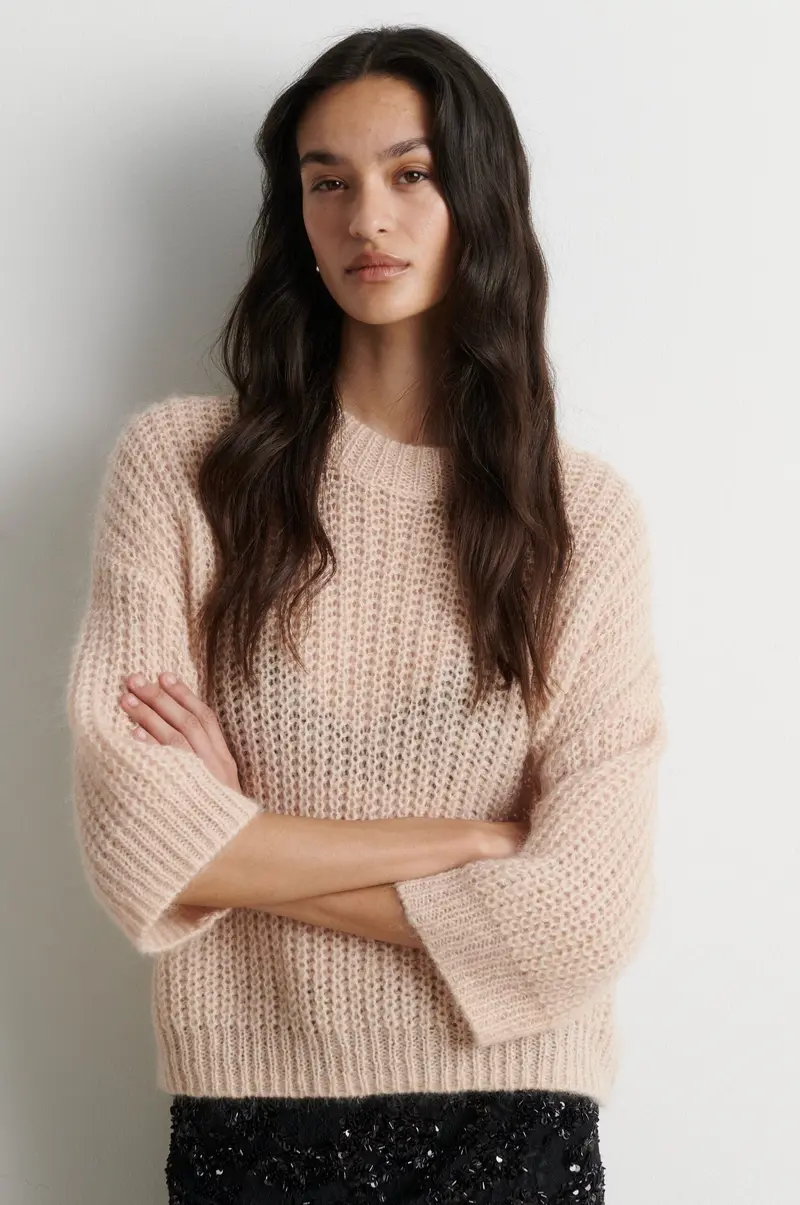 Second Female - Glora SS Knit Pullover 61299 - 3077 Cream Tan