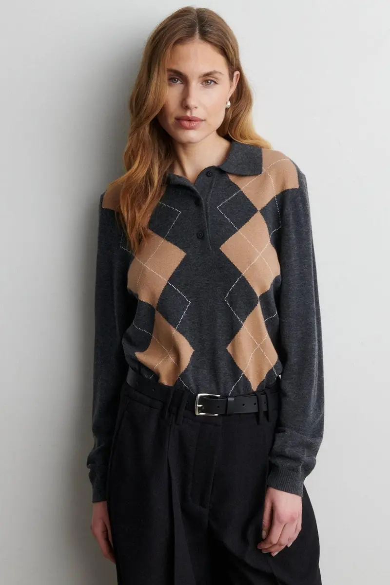Second Female - Shailene Knit Polo 61118 - 7003 Dark grey melange