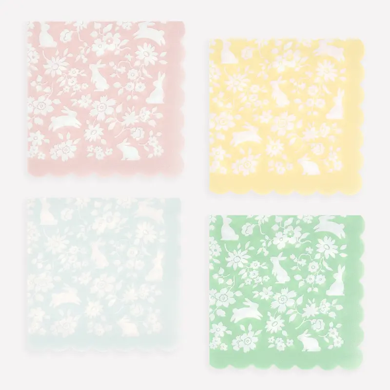 SERVIETER KANIN/BLOMSTER PASTEL