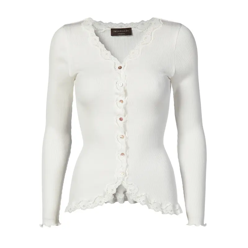 Silkecardigan med blonder / New white