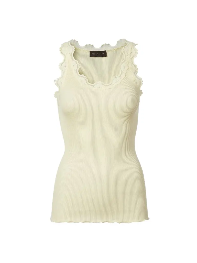 Silketop med blonder / Pale Yellow