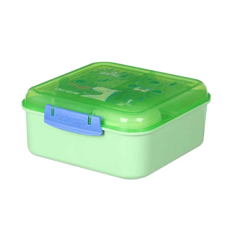 Sistema Bento Cube Lunch - Madkasse m. Bæger - Kids - 1.25L - Dragon/Cucumber