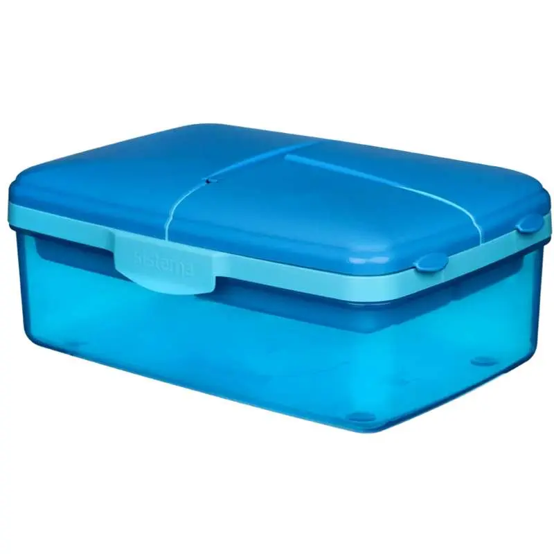 Sistema Madkasse m. Drikkedunk/Køleelement - Slimline Quaddie - 1.5L - Blå