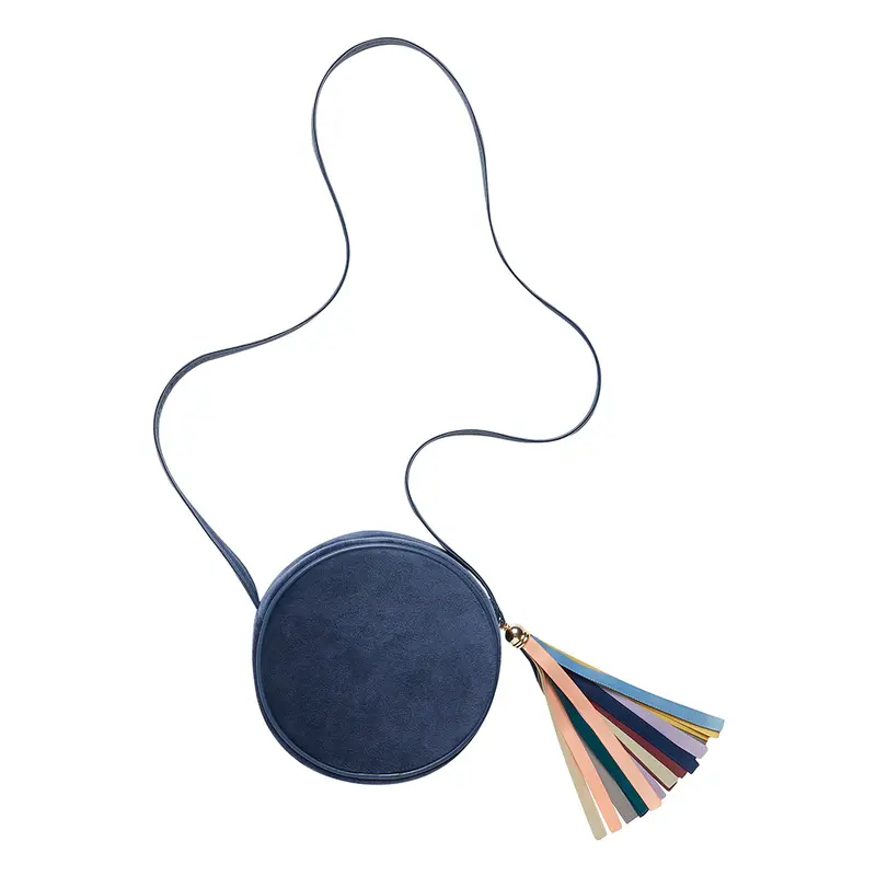 Skuldertaske, Rund velour, Navy