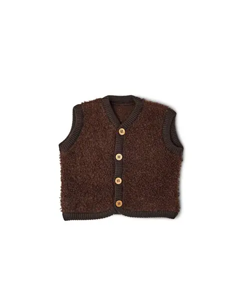 Smallstuff Vest, bouclé uld, brun