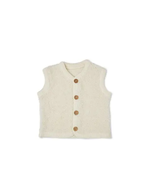 Smallstuff Vest, bouclé uld, off. white