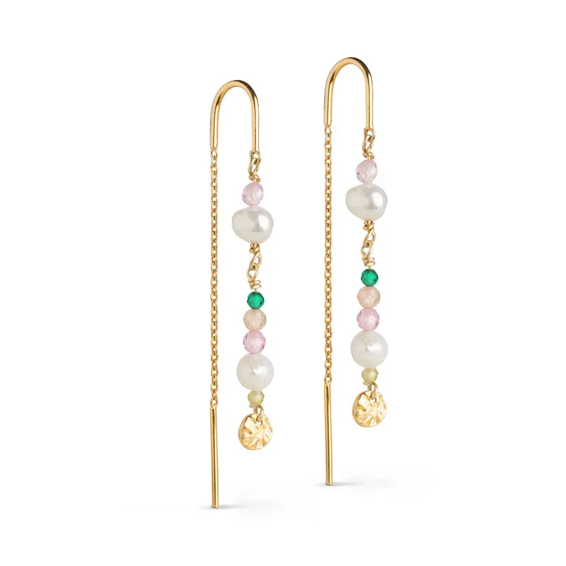 Sofia earring / Light pink, kaki green, peach and pearl
