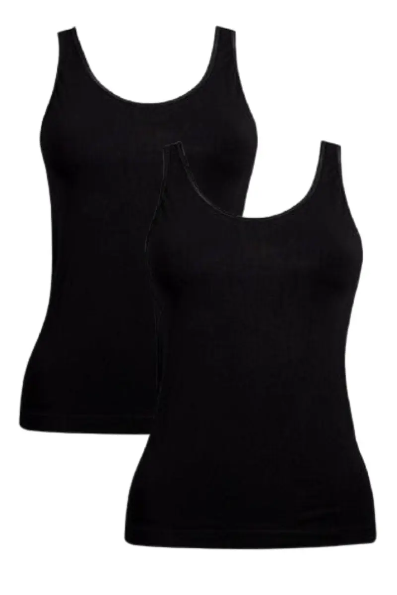Soft basic - Haily Top wide strap 2 pak - black