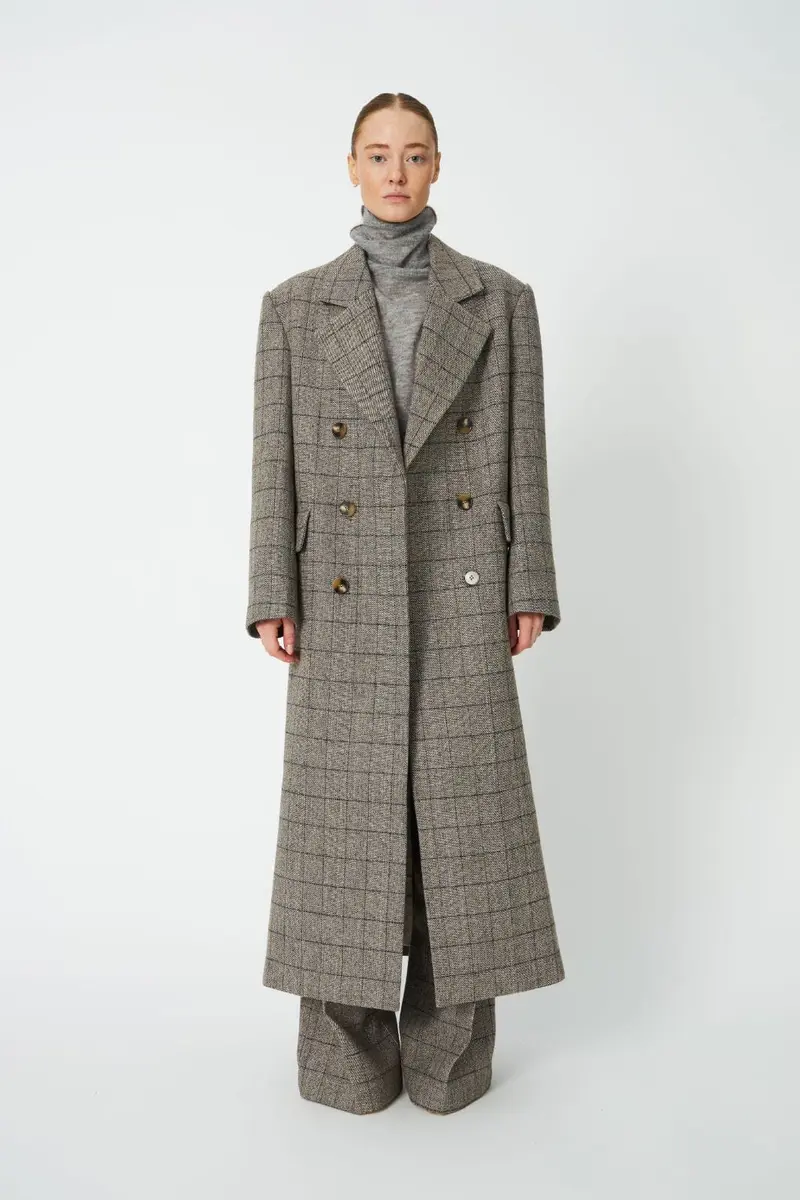 Stella Nova - Masculine Oversized Coat Fc63-7615 - 917 Warm Grey MéLange